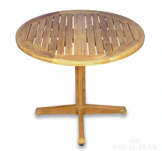 Picture of Teak Dining Table Round Pedestal 36in Dia