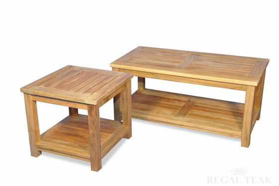 Picture of Teak Coffee Table End Table with shelf