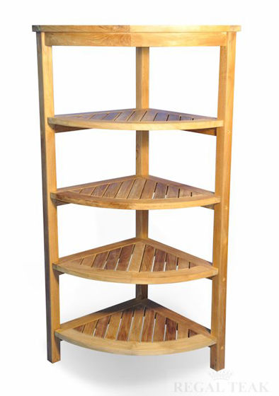 Picture of Teak Corner Shelf 5 Tier